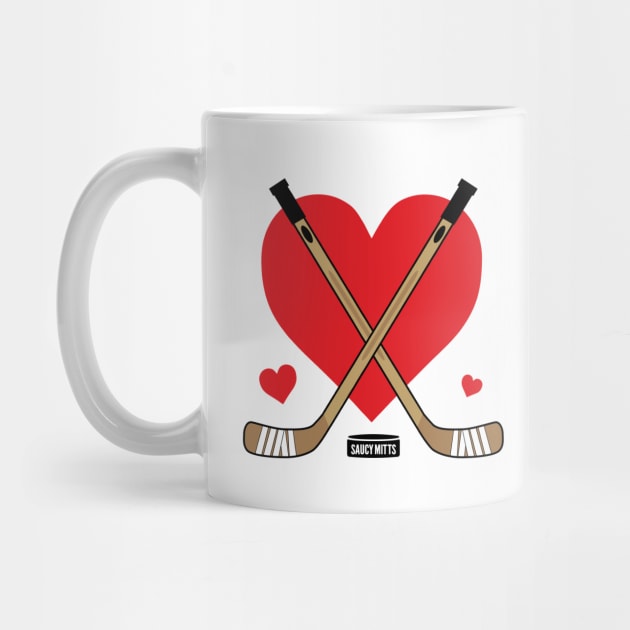 Love Heart Hockey Sticks by SaucyMittsHockey